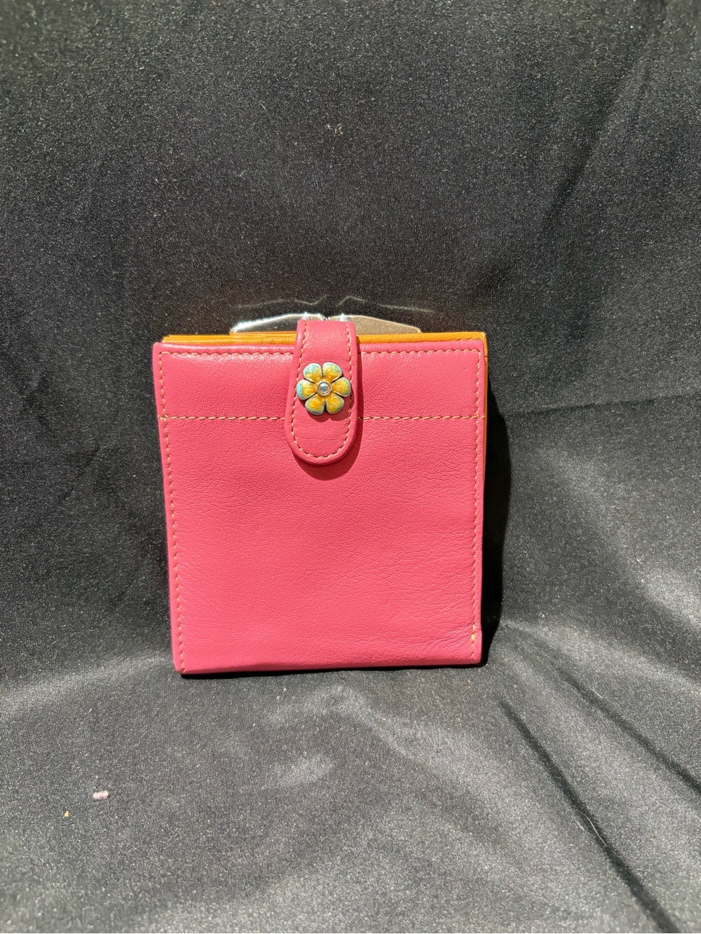 Brighton Pink Wallet with Floral Snap Accent